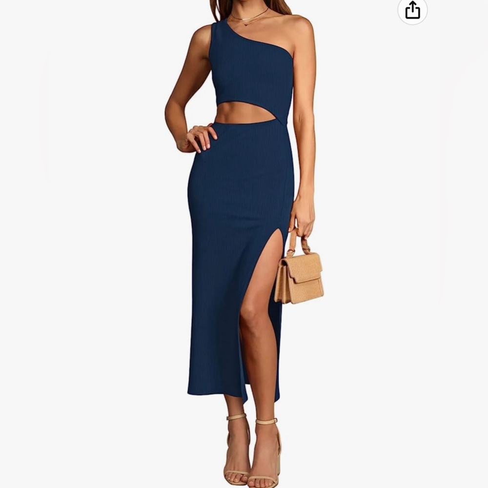Blue cut out cotton dress